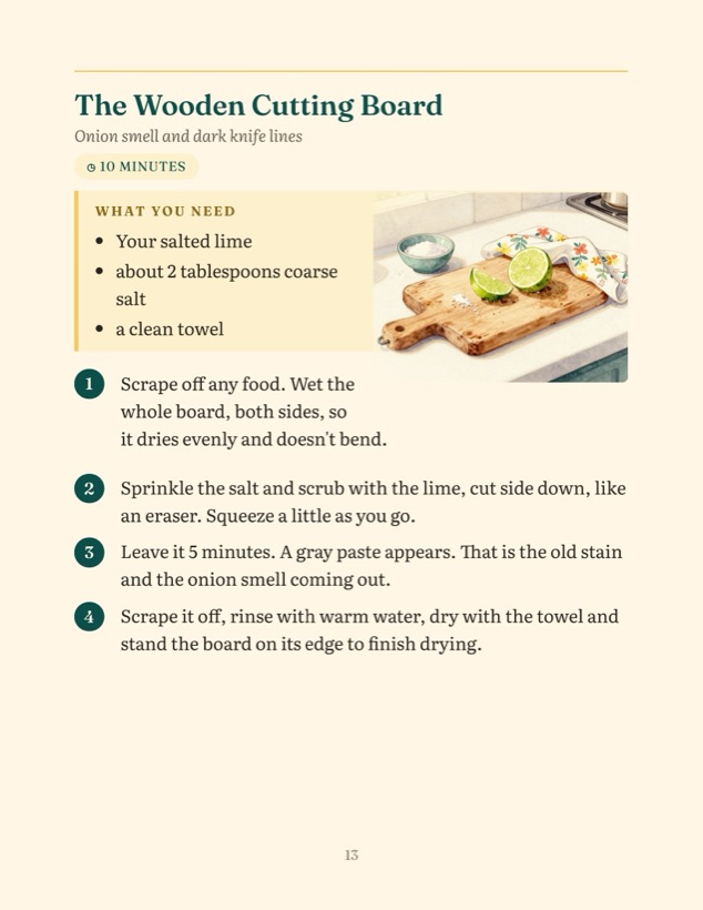 A trick page: the wooden cutting board